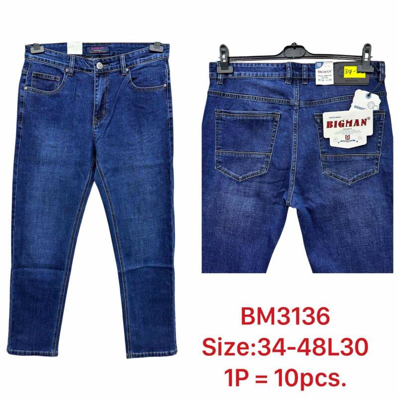 Spodnie jeansy meskie Roz 34-48, 1 Kolor .Paczka 10 szt